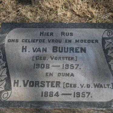 VORSTER H. nee V.D. WALT 1884-1957 :: VAN BUUREN H. nee VORSTER 1908-1957