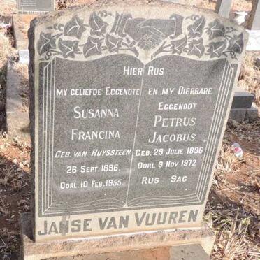 VUUREN Petrus Jacobus, Janse van 1896-1972 & Susanna Francina VAN HUYSSTEEN 1896-1955