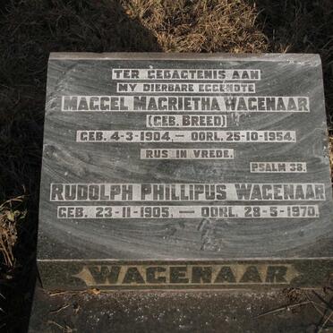 WAGENAAR Rudolph Phillipus 1905-1970 & Maggel Magrietha BREED 1904-1954