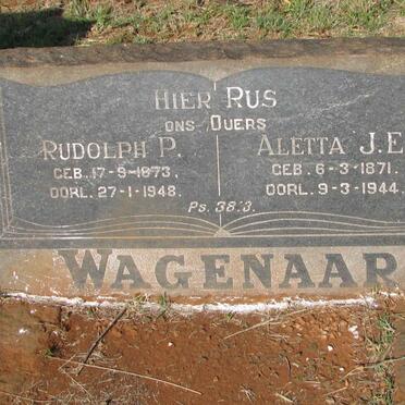 WAGENAAR Rudolph P. 1873-1948 & Aletta J.E. 1871-1944