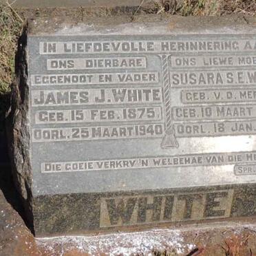 WHITE James J. 1875-1940 &amp; Susara S.E. v.d. Merwe 1876-1963