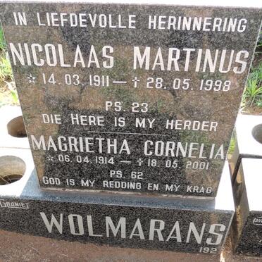 WOLMARANS Nicolaas Martinus 1911-1998 & Magrietha Cornelia 1914-2001