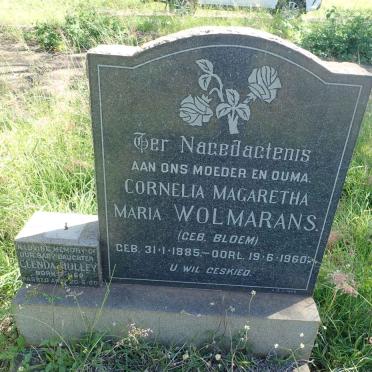 WOLMARANS Cornelia Magaretha Maria nee BLOEM 1885-1960 :: HULLEY Glenda 1960-1960