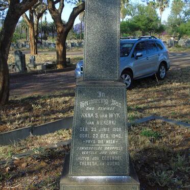 WYK Anna S., van nee VAN NIEKERK 1908-1940