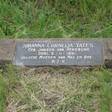 YATES Johanna Cornelia nee JANSEN VAN RENSBURG -1951