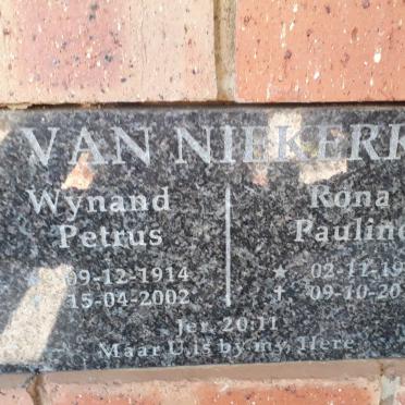 NIEKERK Wynand Petrus, van 1914-2002 &amp; Rona Pauline 1924-2010