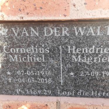 WALT Cornelius Michiel, van der 1936-2018 &amp; Hendriena Magrieta 1938-