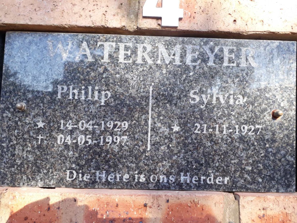 WATERMEYER Philip 1929-1997 &amp; Sylvia 1927-