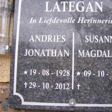 LATEGAN Andries Jonathan 1928-2012 &amp; Susanna Magdalena 1930-