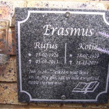 ERASMUS Rufus 1926-2013 &amp; Kotie 1929-2015
