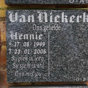 NIEKERK Hennie, van 1949-2006