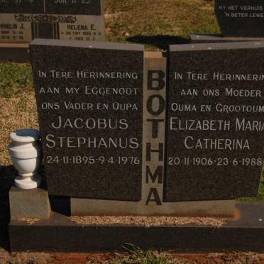 BOTHMA Jacobus Stephanus 1895-1976 &amp; Elizabeth Maria Catherina 1906-1988