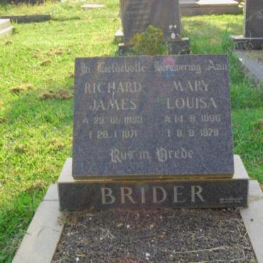 BRIDER Richard James 1893-1971 &amp; Mary Louisa 1896-1979