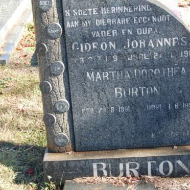 BURTON Gideon Johannes 189?-1967 &amp; Martha Dorothea 1901-1984