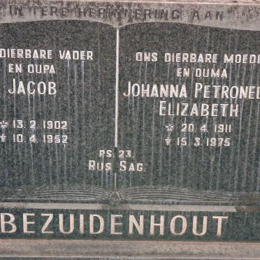 BEZUIDENHOUT Jacob 1902-1952 &amp; Johanna Petronella Elizabeth 1911-1975