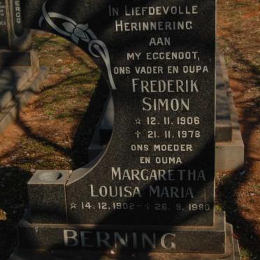 BERNING Frederik Simon 1906-1978 &amp; Margaretha Louisa Maria 1902-1980
