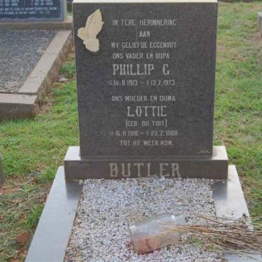 BUTLER Phillip G. 1913-1973  &amp; Lottie DU TOIT 1918-1980