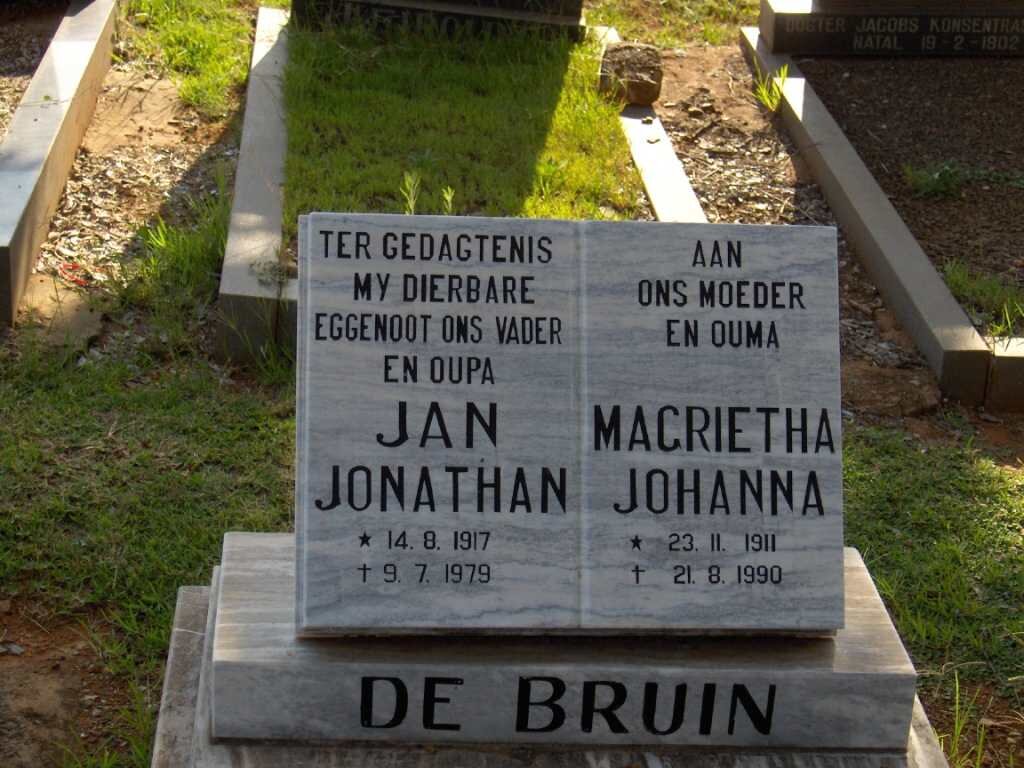 BRUIN Jan Jonathan, de 1917-1979 &amp; Magrietha Johanna 1911-1990
