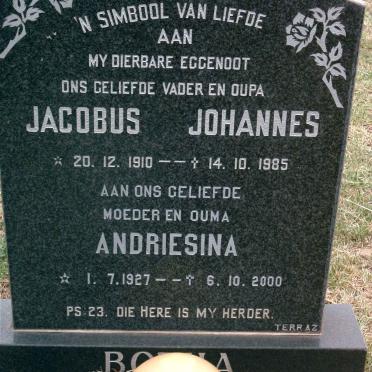 BOTHA Jacobus Johannes 1910-1985 &amp; Andriesina 1927-2000