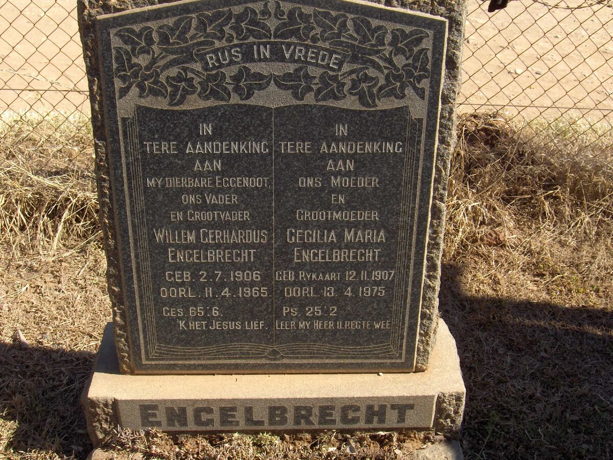 ENGELBRECHT Willem Gerhardus 1906-1965 &amp; Cecilia Maria RYKAART 1907-1975