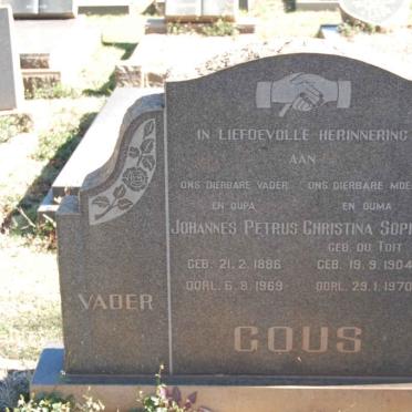 GOUS Johannes Petrus 1886-1969 &amp; Christina Sophia DU TOIT 1904-1970