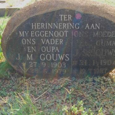 GOUWS J.M. 1903-1979 &amp; J.S. 1904-1987