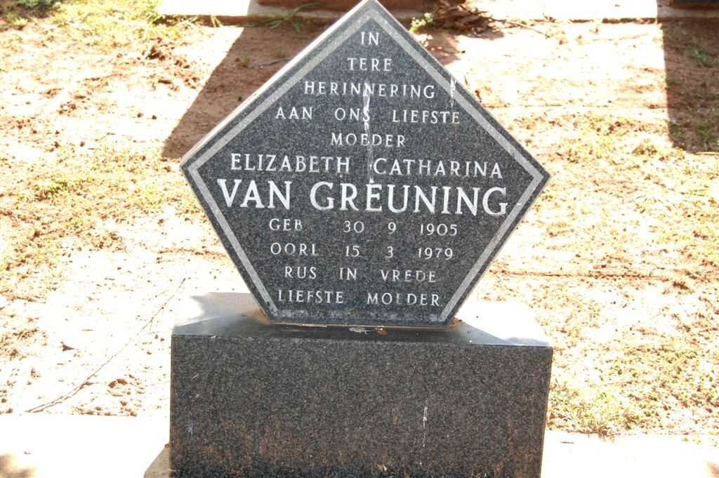 GREUNING Elizabeth Catharina, van 1905-1979