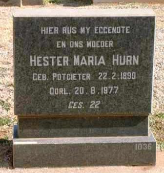 HURN Hester Maria nee POTGIETER 1890-1977