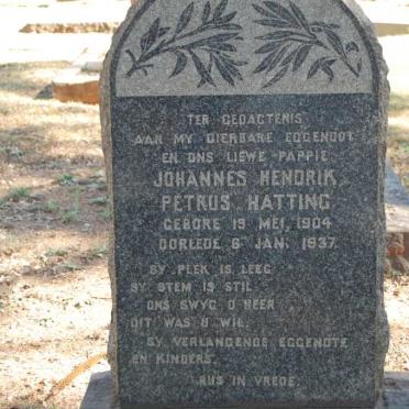 HATTING Johannes Hendrik Petrus 1904-1937