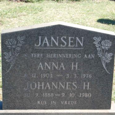 JANSEN Johannes H. 1888-1980 &amp; Anna H. 1903-1976