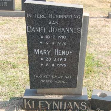 KLEYNHANS Daniel Johannes 1910-1976 &amp; Mary Hendy 1913-1995