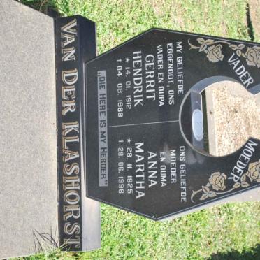KLASHORST Gerrit Hendrik, van der 1912-1988 &amp; Anna Martha 1925-1996