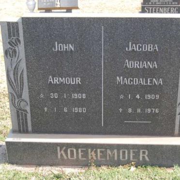 KOEKEMOER John Armour 1908-1980 &amp; Jacoba Adriana Magdalena 1909-1976