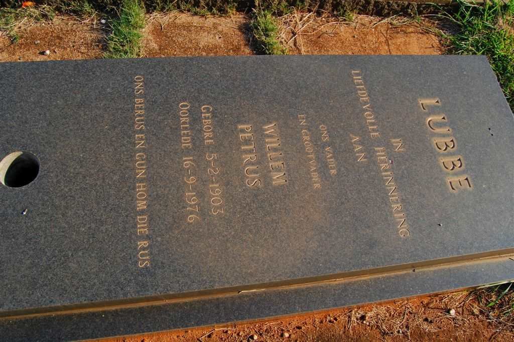 LUBBE Willem Petrus 1903-1976