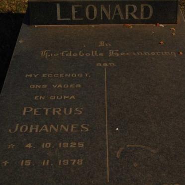 LEONARD Petrus Johannes 1925-1978