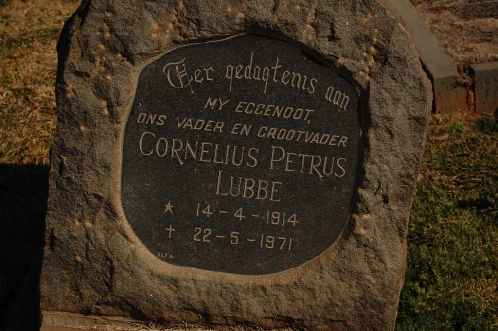 LUBBE Cornelius Petrus 1914-1971