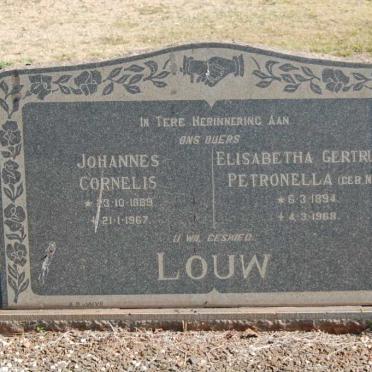 LOUW Johannes Cornelis 1889-1967 &amp; Elisabetha Gertruida Petronella NEL 1894-1968