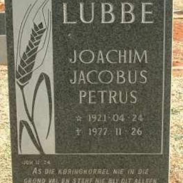 LUBBE Joachim Jacobus Petrus 1921-1977