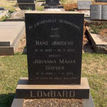 LOMBARD Hans Jurgens 1892-1970 &amp; Johanna Maria Sophia 1898-1979