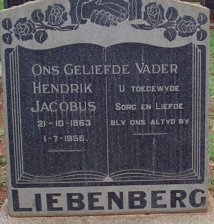LIEBENBERG Hendrik Jacobus 1863-1956