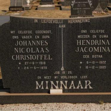 MINNAAR Johannes Nicolaas Christoffel 1918-1978 &amp; Hendrina Jacomina BOTHA 1922-1985