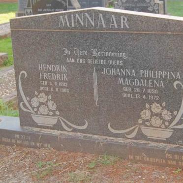 MINNAAR Hendrik Fredrik 1882-1966 &amp; Johanna Philippina Magdalena 1890-1972