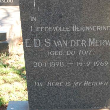 MERWE E.D.S., van der nee DU TOIT 1898-1969
