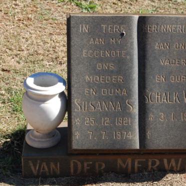 MERWE Schalk W.H., van der 1919- &amp; Susanna S. 1921-1974