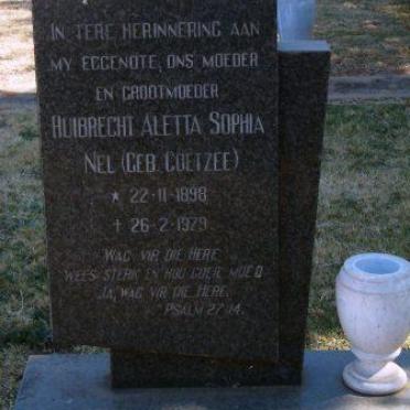 NEL Huibrecht Aletta Sophia nee COETZEE 1898-1929