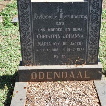 ODENDAAL Christina Johanna Maria nee DE JAGER 1888-1977