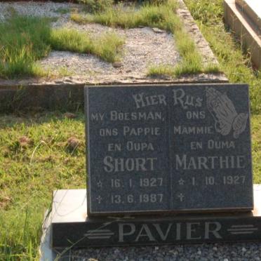 PAVIER Short 1927-1987 &amp; Marthie 1927-