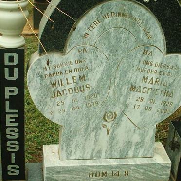 PLESSIS Willem Jacobus, du 1920-1979 &amp; Maria Magrietha 1929-2000