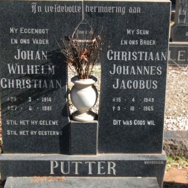 PUTTER Johan Wilhelm Christiaan 1914-1981 :: PUTTER Christiaan Johannes Jacobus 1949-1965