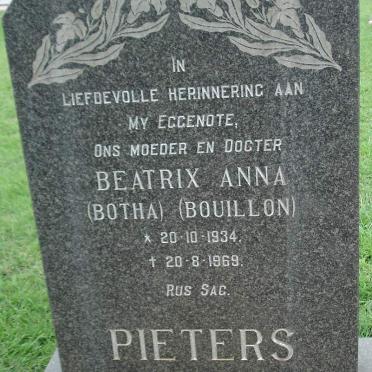 PIETERS Beatrix Anna previously BOTHA nee BOUILLON  1934-1969